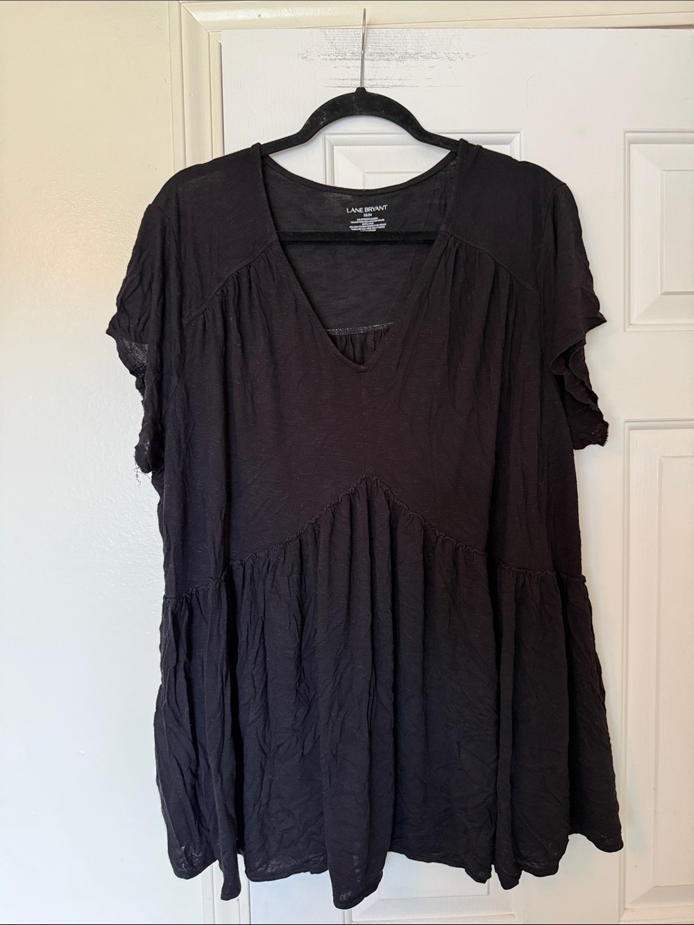 Lane Bryant Black V-Neck Tiered Tunic